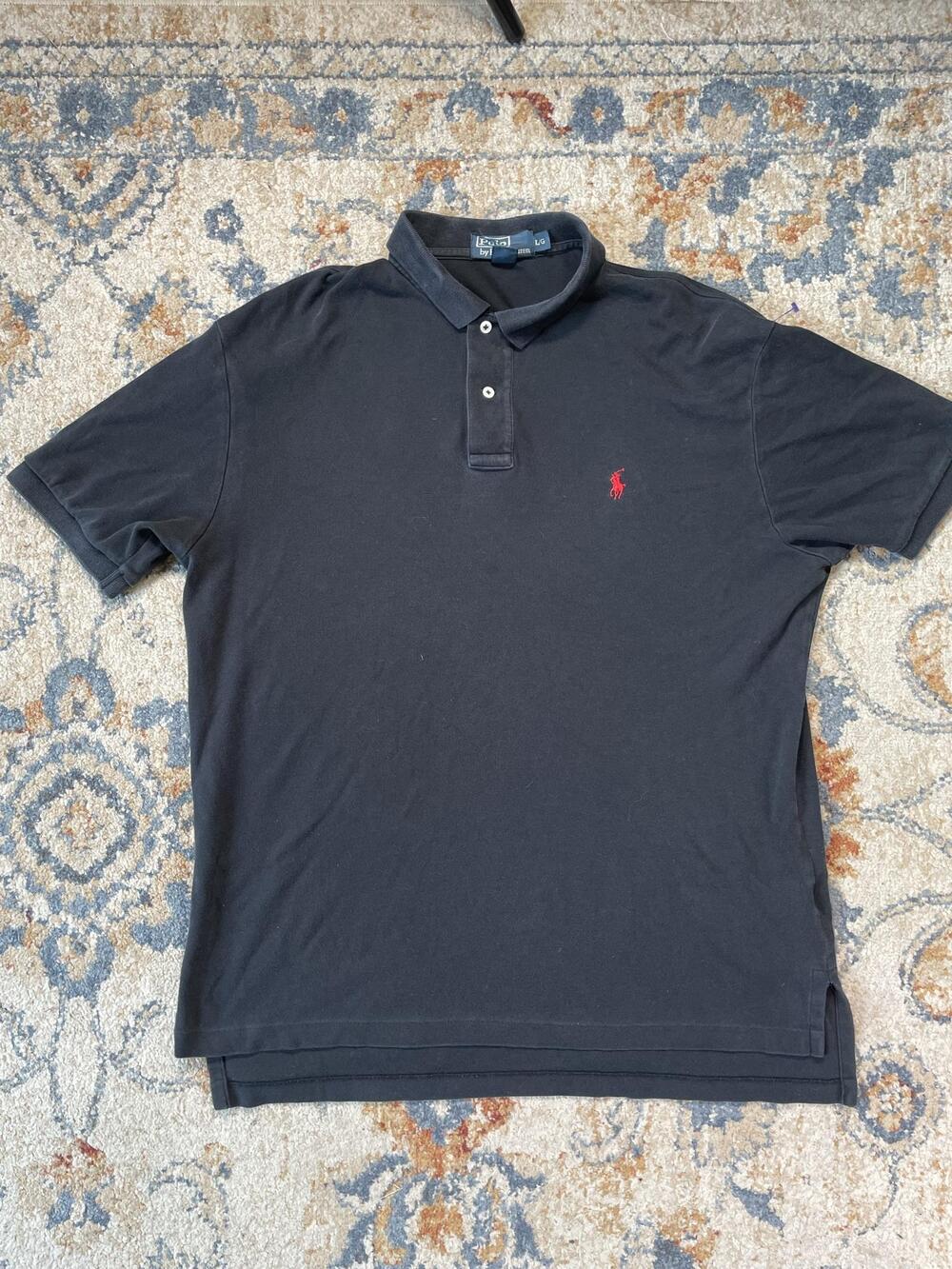 Polo By Ralph Lauren Polo Shirt Mens L Black Solid Cotton Pony Logo Short Sleeve